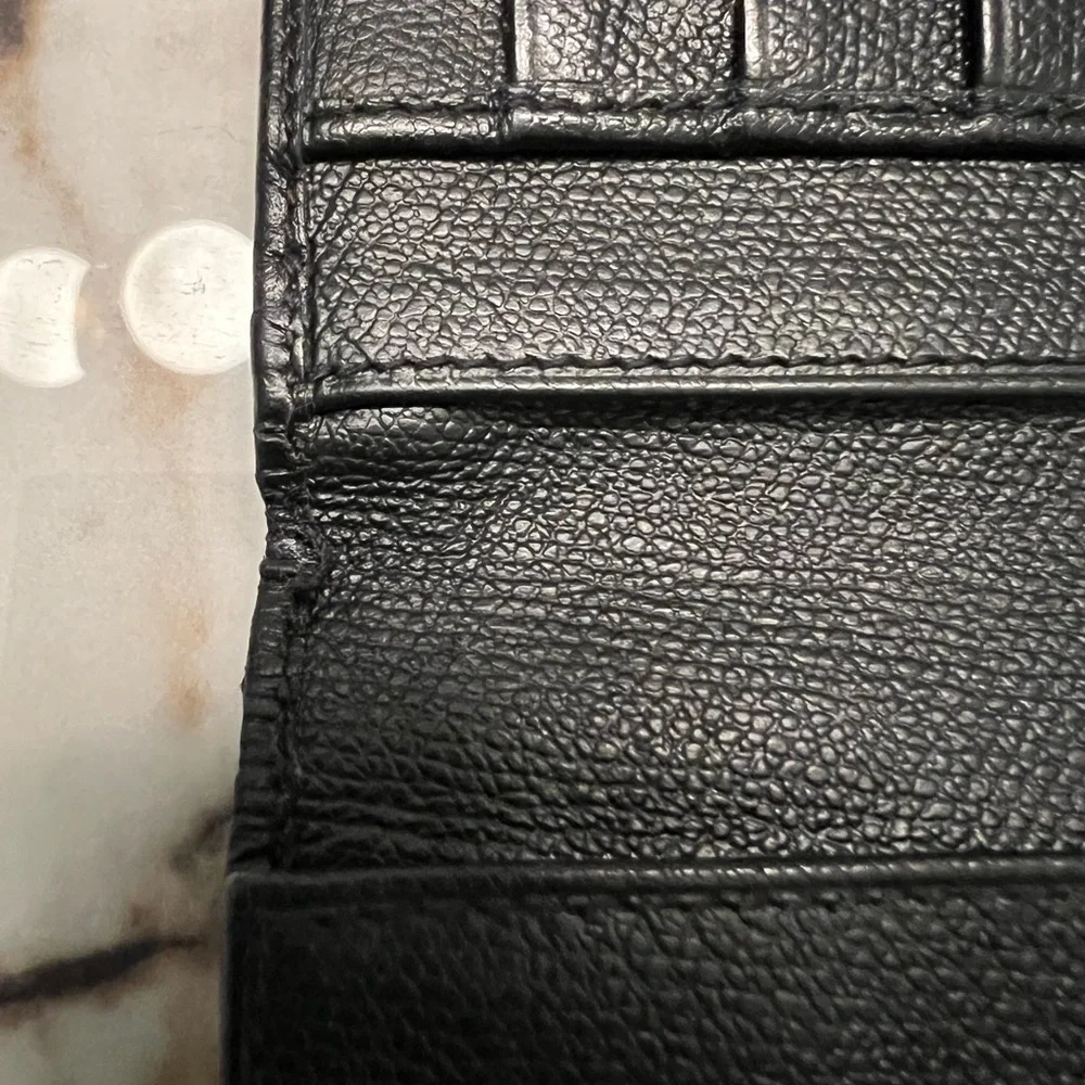 Preloved CHANEL Grained Calf Skin CoCo Button Long Wallet Purse - Black - Picture 6 of 11